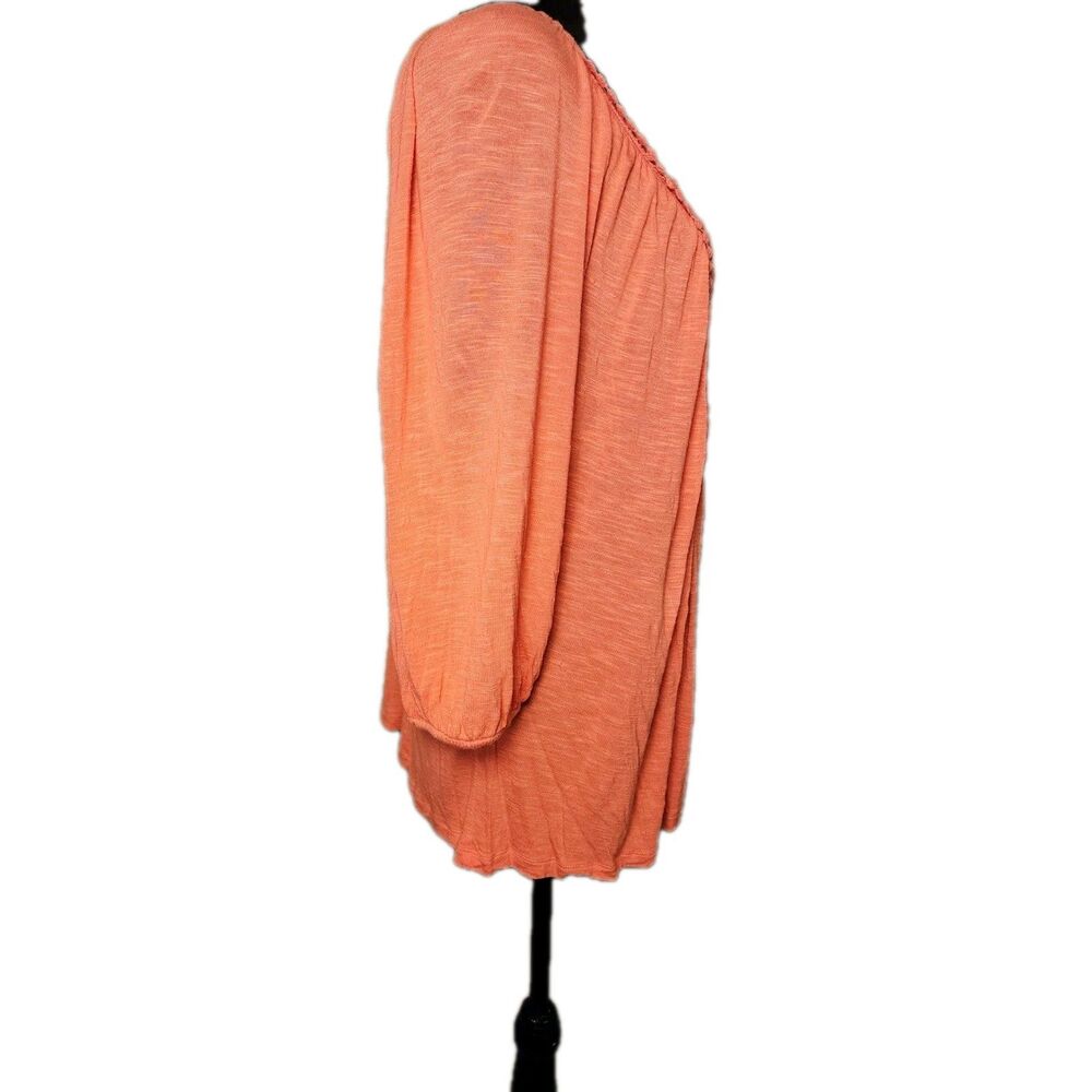 Apt 9  Coral 3/4 Sleeve Top Women's 0X Boho Peasant Prairie Casual Loose Fit - Picture 2 of 7